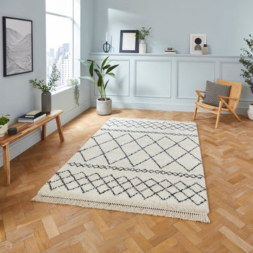Scandi-Boho RL02 Modern Moroccan Berber Soft Plush Shaggy White/Black Rug-Rug Love Exclusive-Rug Love - The Most Loved Rug Store